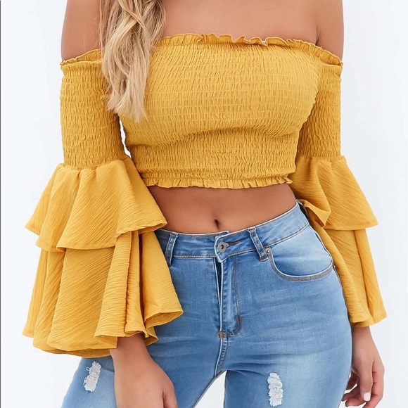 'Natalia' Strapless Smocked Long Sleeve - Picture 4 of 8